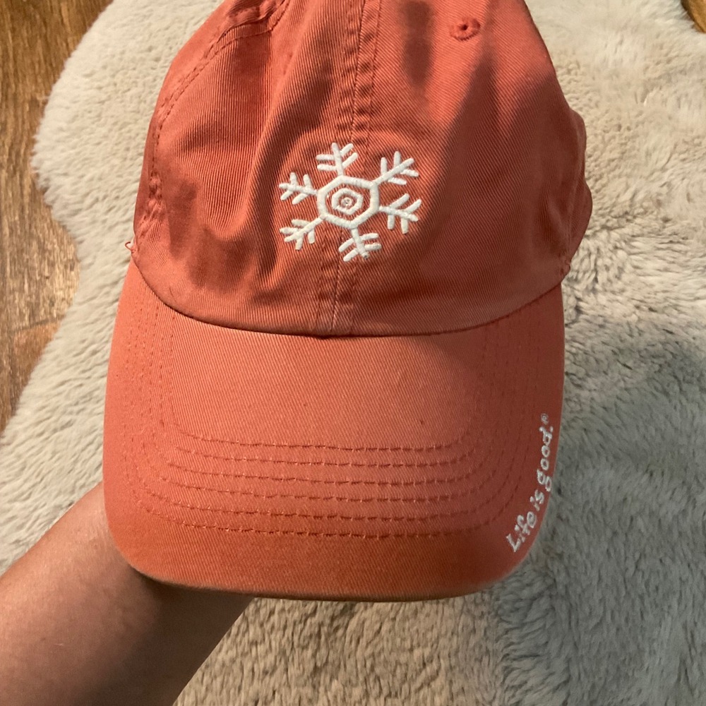 Life Is Good Baseball Hat Snowflake‎ Orange Adjustable Cap Stapback - Picture 9 of 9